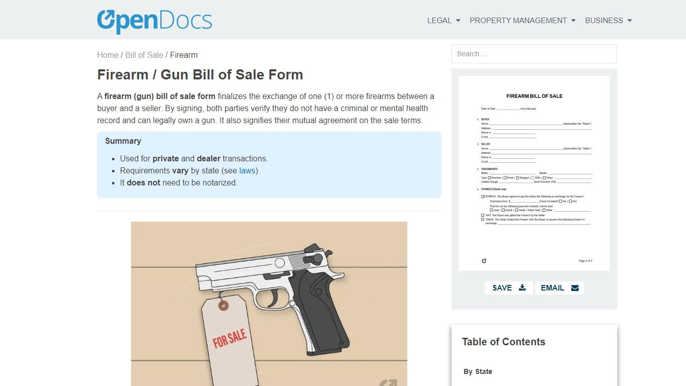 Free Firearm / Gun Bill of Sale Form | PDF | WORD | RTF - OpenDocs